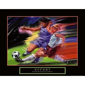 Effort Girls Soccer Motivational Poster Inspirational Art Print