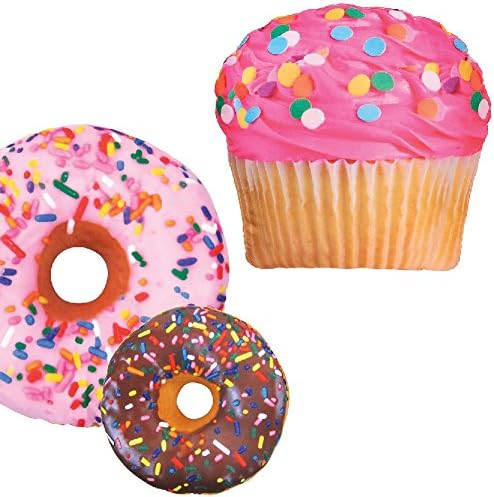 (Set) Sweet Treats Two-sided Sprinkled Donut & Cupcake Accent Throw Pillows