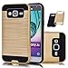Galaxy J3 Case, J3 Case, Express Prime Case, Amp Prime Case,Kmall [Metal Brushed Texture] Heavy Duty Hybrid Dual Layer Full-Body Shockproof Protective Cover Shell For Samsung Galaxy J3 J320 [Gold]
