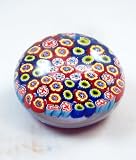 Murano Design Mouth Blown Rainbow Ex Large Size Millefiori Art Glass Paperweight PW-1115