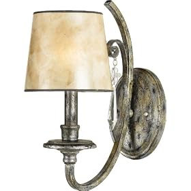 Quoizel KD8701MM Kendra 13-1/2-Inch 1-Light Wall Sconce with Oyster Mica Shade, Mottled Silver