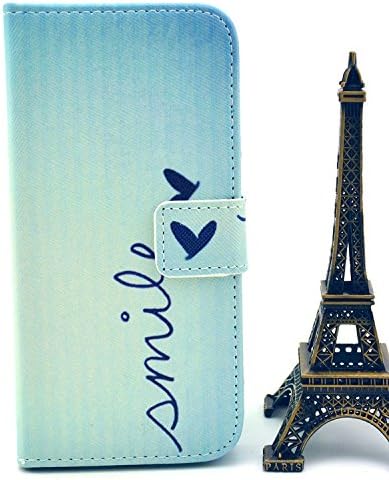 JLNYU For Apple iPhone 6S / iPhone 6 4.7 inch Wallet Case PU Leather Cute Painting Flip Stand Phone Cover with Card Slot and Magnet - Smile Blue Color