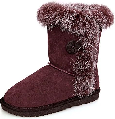 YiLianFang genuine leather Shearling Snow Boots Rabbit Fur booties boots