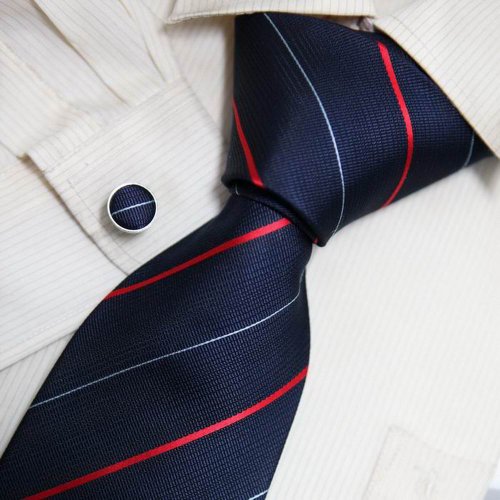 Navy Striped Designer Ties for Men Olive Drab Fathers Day Gifts Italian Tie Cufflinks Set 8040