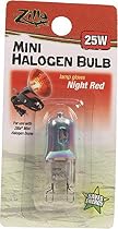 Zilla Reptile Terrarium Heat Lamps Mini Halogen Bulb, Night Red, 25W
