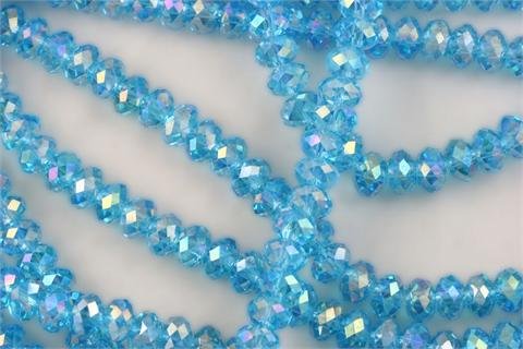 Chinese Crystal Glass Beads Faceted Rondelle 8mm Topaz Blue Quartz AB [18 inch strand] (3952)