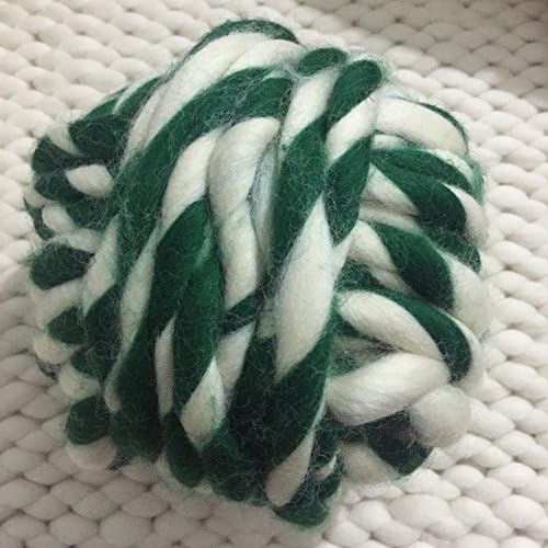 Big Loop Super Bulky Natural Wool Roving Yarn Cream and Green (2 balls in pack)