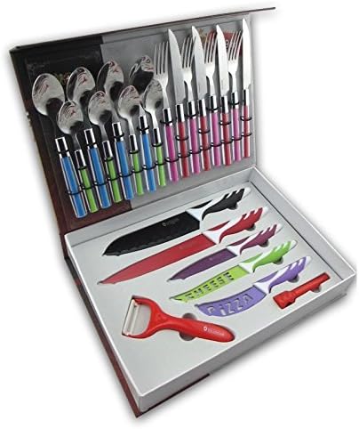 23 piece Knife Set &amp; Cutlery Set Breakfast Knives Set with Pizza and Cheese Knives Non Stick Coating Antibacterial ergonomic Zl-744
