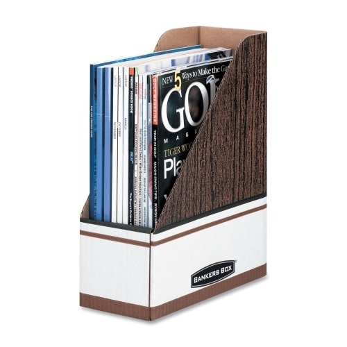 Fellowes Bankers Box Open-Back Magazine File - - Woodgrain, White - Cardboard - 12 Pack On Sale