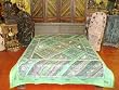 Ethnic Moss Green Embroidered Sequin India Bedspread King Throw