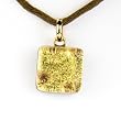 Handmade Murano Glass Pendant - Square S Gold/Brown Style2