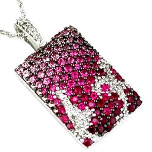 14 White Gold Diamond and Pink Sapphire And Ruby Necklace