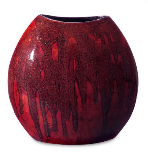 16 Contemporary Decorative Flat Standing Radiant Red Vase