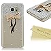 Note 5 Case, Galaxy Note 5 Case - Mavis's Diary 3D Handmade Bling Crystal Special Golden Bow with Black Ribbon Shiny Diamonds Gems Clear Cover Hard PC Case for Samsung Galaxy Note 5 & Clean Cloth