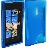 WalkNTalkOnline - Nokia Lumia 800 Blue 'S' Wave Hydro Gel Protective Case