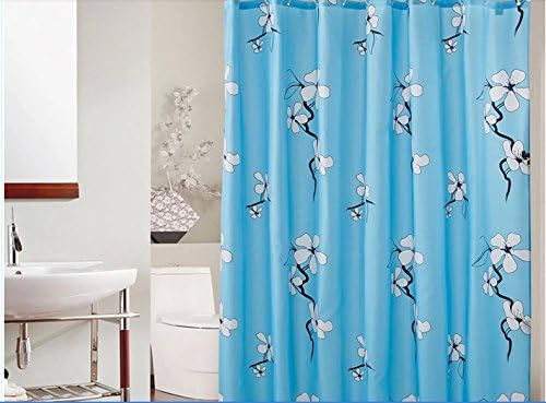 Blue Thickened Waterproof Polyester Fabric Shower Curtain with Graceful Wintersweet, Elegant Bathroom Accessory, Personalized Shower Curtains,110x80 inches(280x200cm)