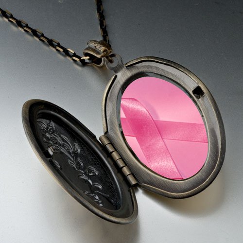 Breast Cancer Awareness Pink Ribbon Photo Locket 