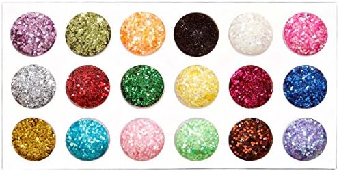 BMC Sparkly 18pc Miniature Hexagon Mixed Colorful Metallic Iridescent Glitter Nail Polish Art Accessory Set