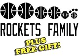 8.5" x 3.5" Rockets Basketball Family Vinyl Sticker Decal [Die-cut, White] + with Free Basketball Pencil