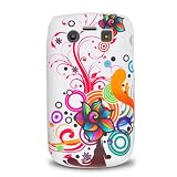 White with Orange Red Purple Rainbow Flower Soft Silicone Skin Gel Cover Case for Blackberry Bold 2 Bold2 9700