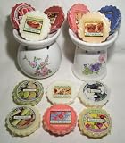 Yankee Candle Gift Set 12 Assorted Retired Tarts plus 2 White Floral Mini Ceramic Burners Sage & Cinnamon Velvet Petals Egyptian Cotton Apricot Plumeria Sicilian Orange Sandalwood Merlot Island Mango Lily of the Valley Jasmine