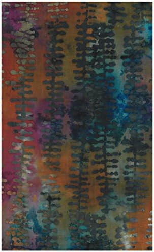 Java Block Printed (Tjap Stamped) Zipper Print on Rusty Orange Blue Bali Tie Dye (Ikat) Batik Gradation ~ HALF YARD ~ #2836 Quilt 100% Cotton 44" Wide