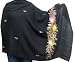 Embroidered Black Scarves and Wraps Women Pure Wool India 80 x 30 inches