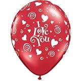 (100) Swirling Heart I Love You 11 Latex Balloon
