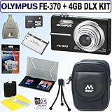 Olympus FE370 8MP Digital Camera (Black) + 4GB Deluxe Accessory Kit