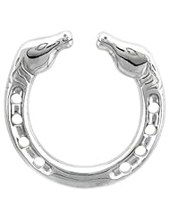 Sterling Silver Horseshoe Pendant, 1 1/18 inch (29 mm) tall
