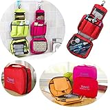 とっても便利で機能的 ハンギング トラベルポーチ メイク道具 洗顔 シャンプー 歯ブラシ等などが入る 多収納ポケットつき バスルームにぶら下げ可能 旅行や出張に！ (B ピンク, フリー)