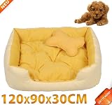 Hundebett Hundekorb Hundekissen Katzenbett Korb 120x90x30cm Gelb