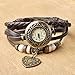 Fashion Quartz Wrap Weave Around Leather Bracelet Lady Woman Wrist Watch