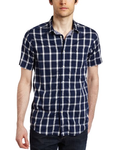 Ben Sherman Mens Short-Sleeve Mod Fit Heringbone Check Shirt