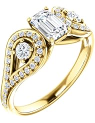 18K Yellow Gold Emerald Cut Diamond Ring -- LIFETIME WARRANTY