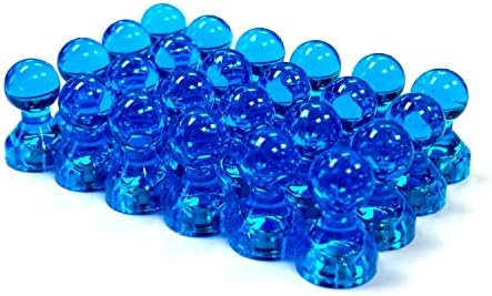 20 Blue Push Pin Magnets - Perfect Magnet Set for Maps, Whiteboards, Calendars and Refrigerators