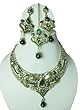 Green C Gold Tone Kundan Necklace Earring Set Wedding Indian Jewelry 4pc Set