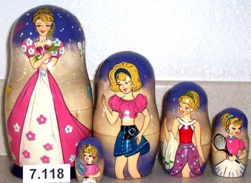 Russian Nesting Doll Barbie 5 Pc / 7 in #7.118