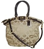 Coach Madison Op Art Sateen Lindsey Convertible Bag 18649 Khaki Mahogany
