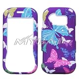 51%2BHKoLG4HL. SL160  Snap On Protector Case Hard Phone Cover for LG Neon GT365 AT&T   Purple Butterfly