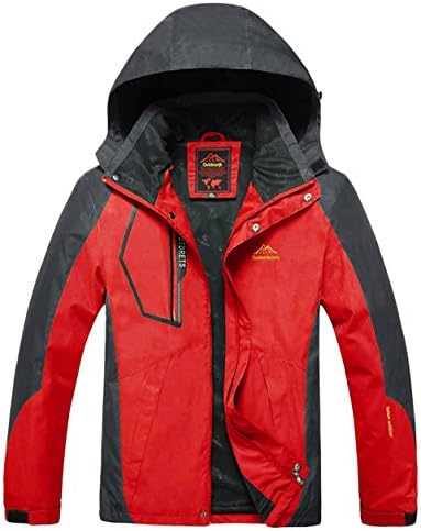 Cloudy Hooded Waterproof Jacket Softshell Men Sportswear(Oriental Red,US L/Asian4XL)