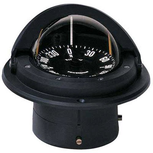 Ritchie Voyager Compass Flat-Card Dial With Flush Mount And 12V Green Night Light (Black, 3-Inch)