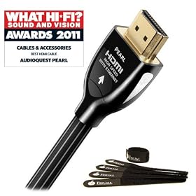 Audioquest "Award Winning" Pearl Hdmi 1.5m - High Speed With Ethernet - FREE Pack Of Fisual Chunky Cable Ties Worth �3.99