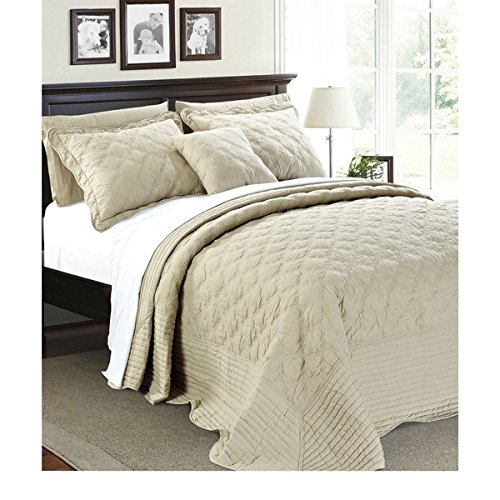 110 X 120 Natural Cream Oversized Bedspread Queen Floor Set Extra Long