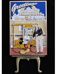 Disneyland 50th ANNIVERSARY COLLECTOR PIN Large COLLECTIBLE EASEL Style PIN Depicts MICKEY & WALT at POPCORN CART on Main Street U.S.A. (2005)