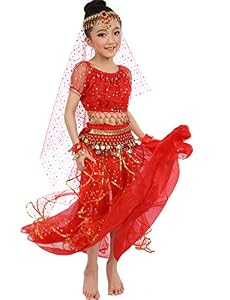 Astage Little Girl`s Girls Belly Dance Carnival Dancing Dress Red S-L