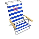 Platinum 5 Position Aluminum Lay Flat Beach Chair - Blue Stripe