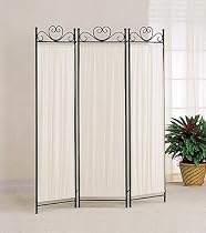 3 Panel Scrolly Metal Frame Fabric Room Screen Divider
