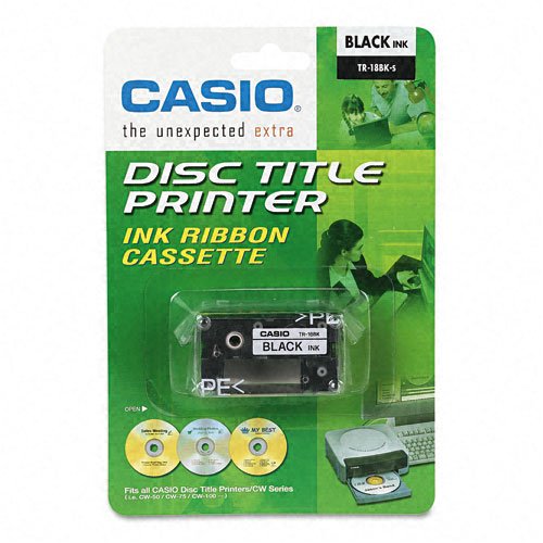 Casio : TR18BK Disc Title Printer Thermal Ink Ribbon Cartridge, Black -:- Sold as 2 Packs of - 1 - / - Total of 2 Each