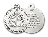 Sterling Silver Recovery Pendant with Stainless Silver Heavy Curb Chain 24 inch